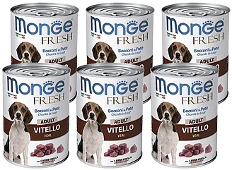 Monge Fresh 6шт.по 400г с телятиной паштет для собак Chunks in Loaf