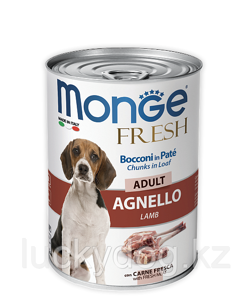 Monge Fresh 400г с Ягненком мясной рулет для взрослых собак Chunks in Loaf with Lamb
