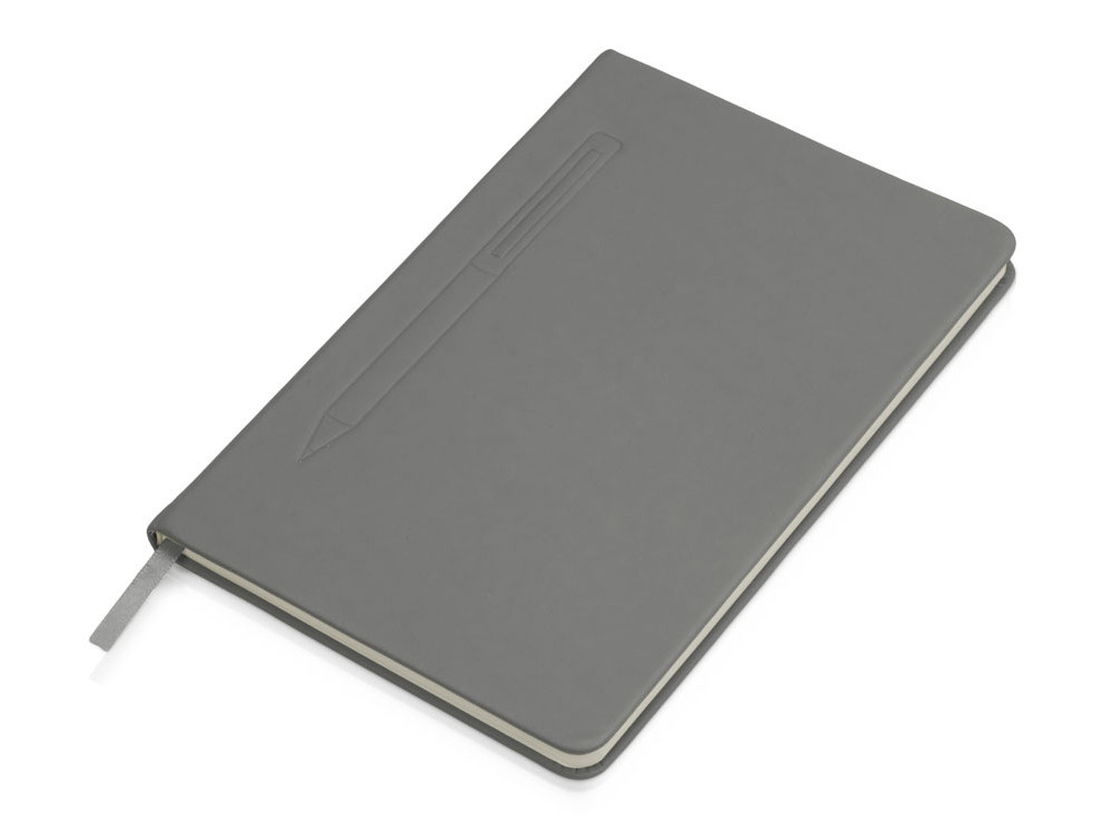 Блокнот А5 Magnet 14,3*21 с магнитным держателем для ручки, серый - фото 1 - id-p98585157