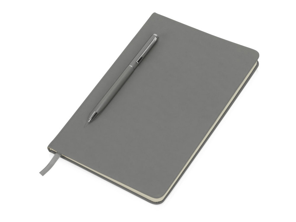 Блокнот А5 Magnet 14,3*21 с магнитным держателем для ручки, серый - фото 2 - id-p98585157