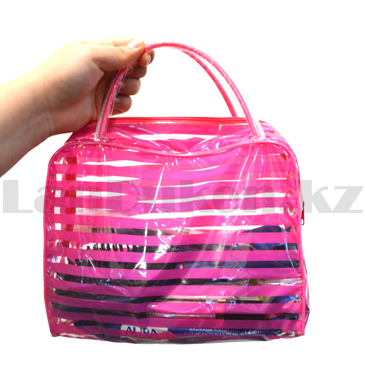 Косметичка сумка банная на молнии с цветами фиолетовая