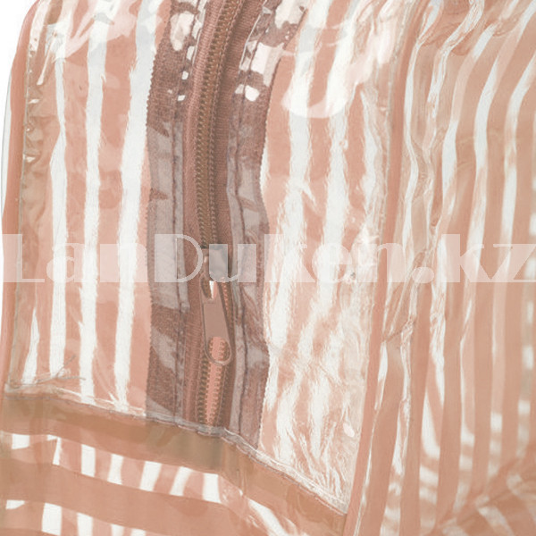 Косметичка сумка банная на молнии с боковым ремешком в полоску бежевая - фото 7 - id-p98585505
