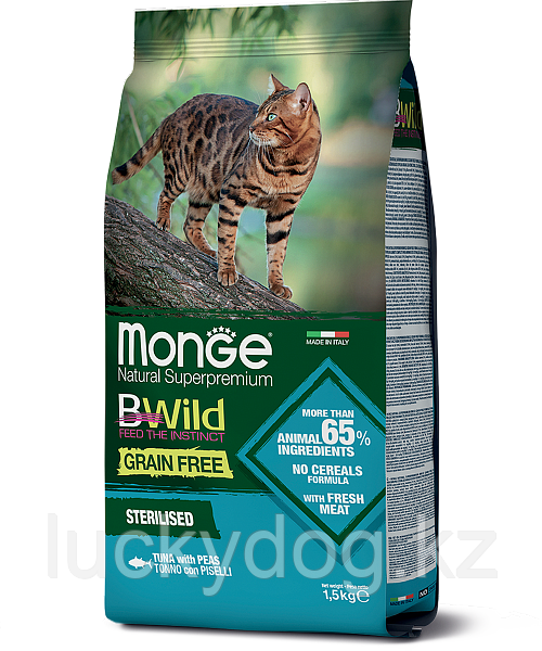 Monge BWild GF 10кг Тунец беззерновой сухой корм для стерилизованных кошек