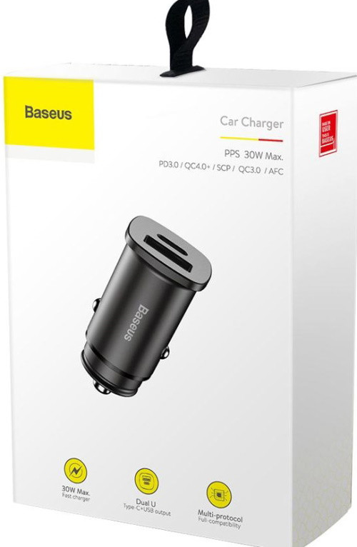 Автомобильное зарядное устройство Baseus Circular Plastic CCALL-YS01 USB+Type-C порты Быстрая зарядка - фото 2 - id-p98613012