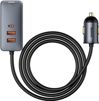 АЗУ Baseus Share Together CCBT-A0G мультипорт с кабелем 2 USB+2 Type-C Быстрая зарядка 120W, Серый