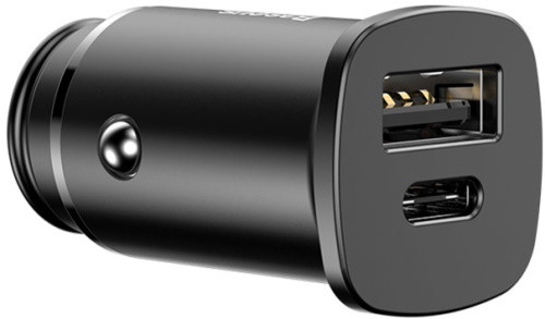 АЗУ Baseus Square Metal CCALL-AS01 USB+Type-C порты Быстрая зарядка 5A 30W, Черный