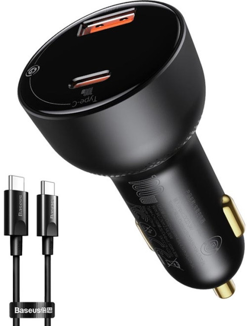 АЗУ Baseus Superme CCZX-01 USB+Type-C порты Быстрая зарядка 100W, Черный