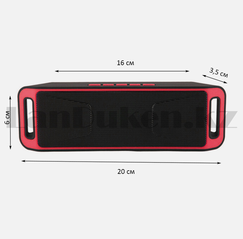 Колонка беспроводная стерео bluetooth-спикер с поддержкой FM-радио 208 красная - фото 2 - id-p98613082