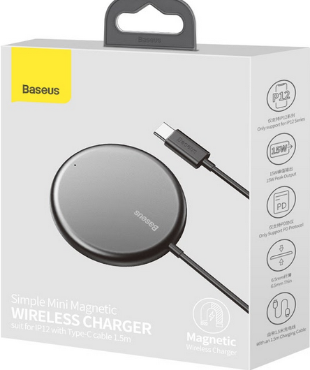 Беспроводное ЗУ Baseus Simple Mini 15W WXJK-F01 Black - фото 2 - id-p98613356