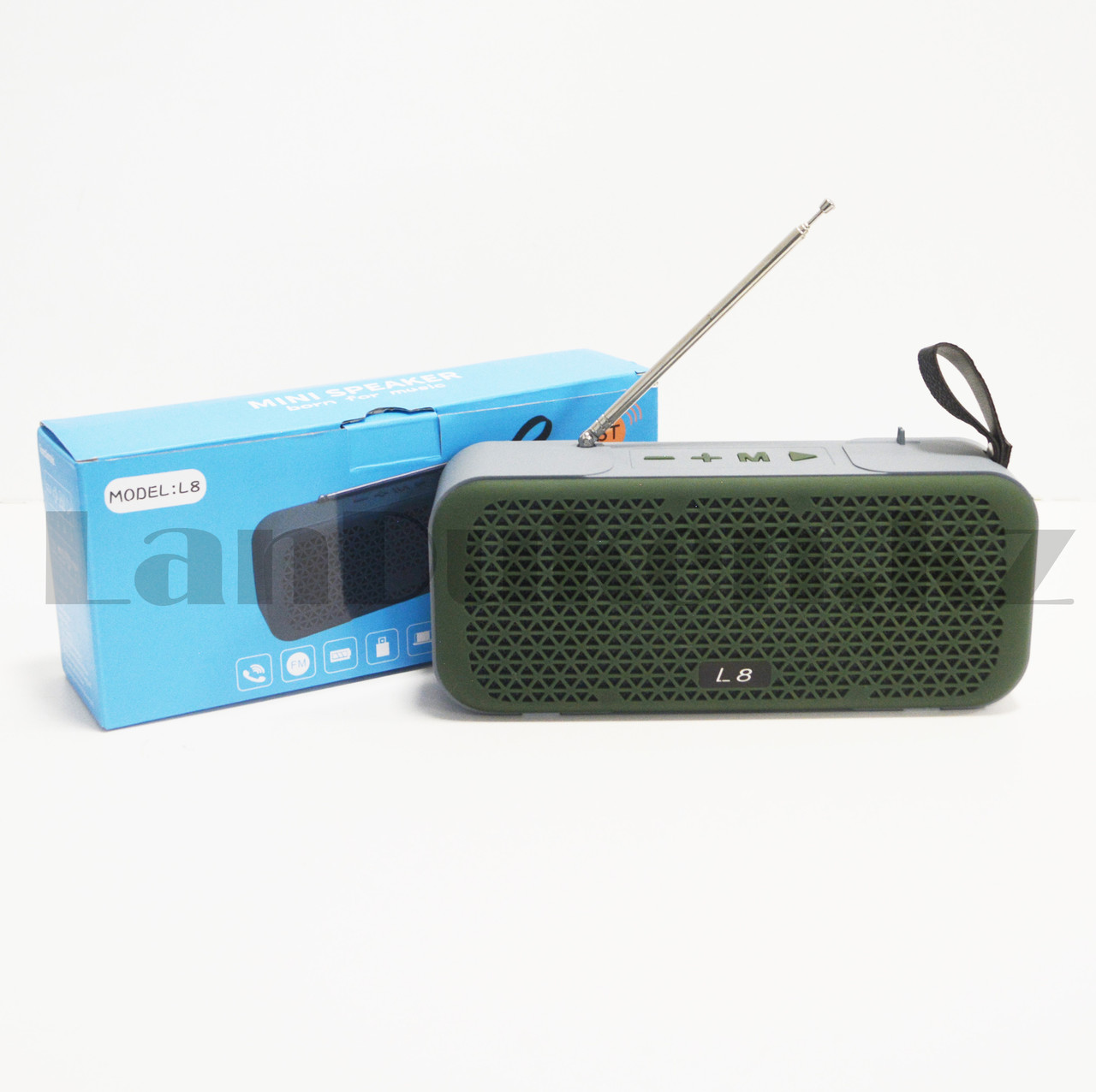 Колонка беспроводная стерео bluetooth-спикер с поддержкой FM-радио Mini speaker L8 зеленая - фото 1 - id-p98626050