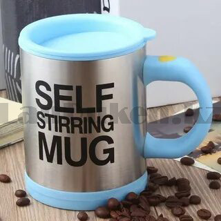 Термокружка мешалка на батарейках SELF STIRRING MUG (кружка самомешалка) голубая - фото 2 - id-p98645339