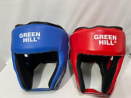 Кожаный шлем для бокса Green Hill (синий, красный)