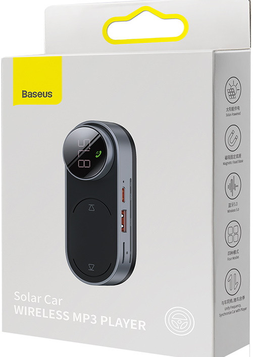 FM-модулятор Baseus Solar Car CDMP000001, Черный - фото 3 - id-p98645543