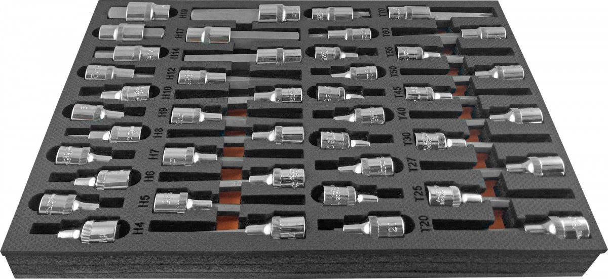 Набор торцевых насадок 1/2" со вставками-битами в EVA ложементе 280х375 мм, 42 пр. OMT42STE - фото 2 - id-p98561547