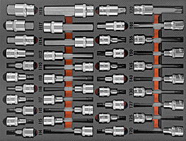 Набор торцевых насадок 1/2" со вставками-битами в EVA ложементе 280х375 мм, 42 пр. OMT42STE