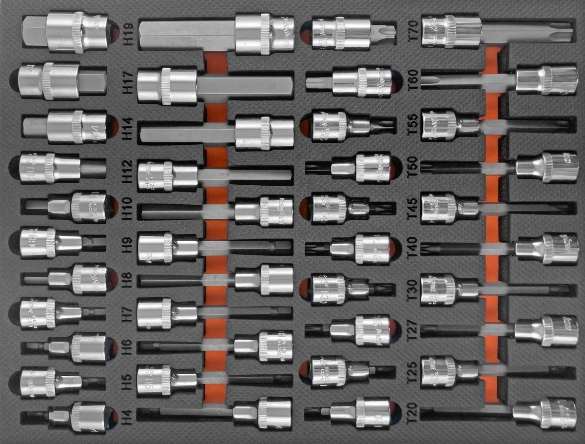 Набор торцевых насадок 1/2" со вставками-битами в EVA ложементе 280х375 мм, 42 пр. OMT42STE - фото 1 - id-p98561547