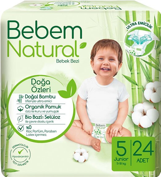 Детские подгузники BEBEM Размер №5 (вес 11-18 кг), 24 шт.