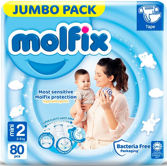 Подгузники детские Molfix №2 (3-6кг), 80 шт