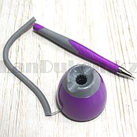 Ручка шариковая на подставке (стержень синий) корпус фиолетовый
