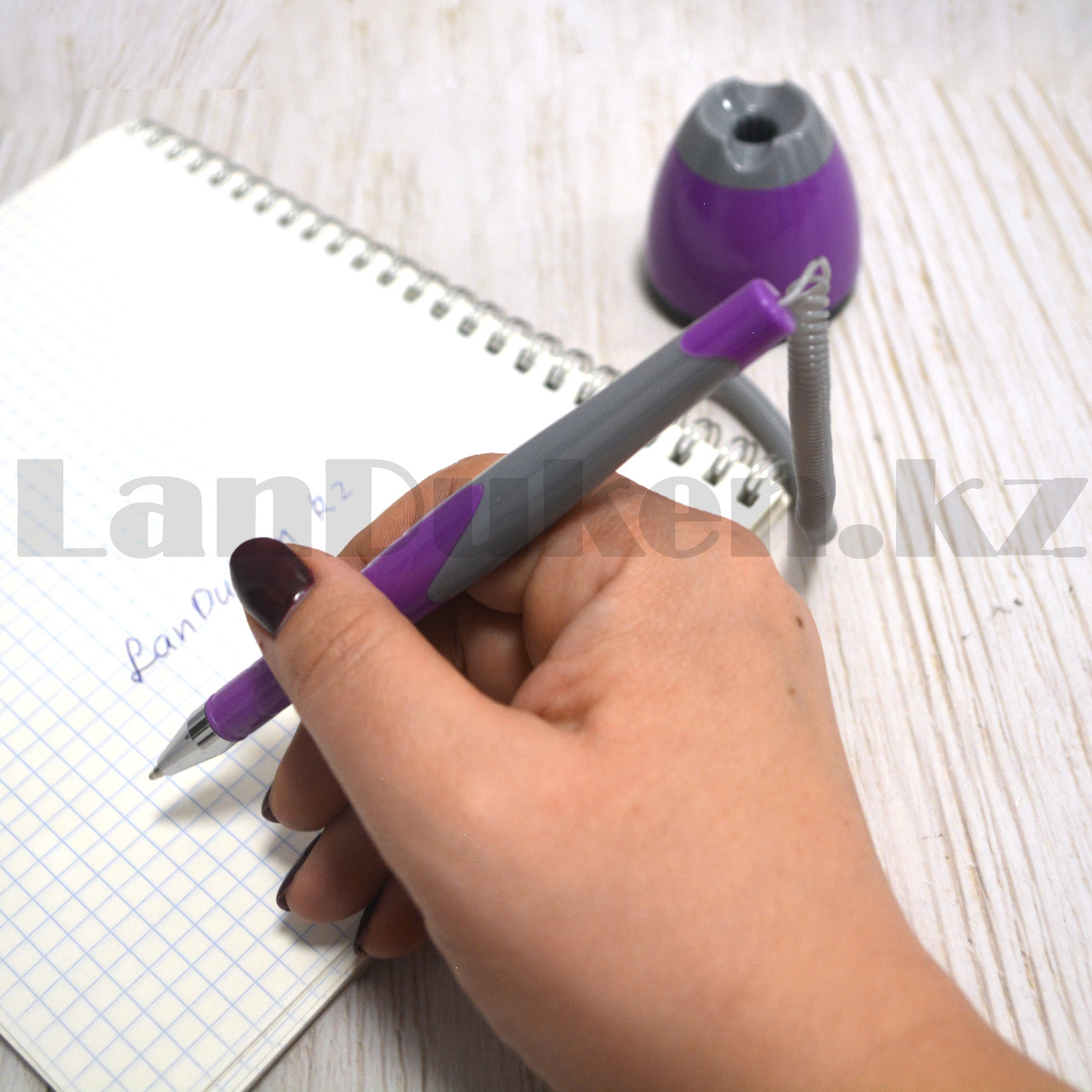 Ручка шариковая на подставке (стержень синий) корпус фиолетовый - фото 9 - id-p68007014