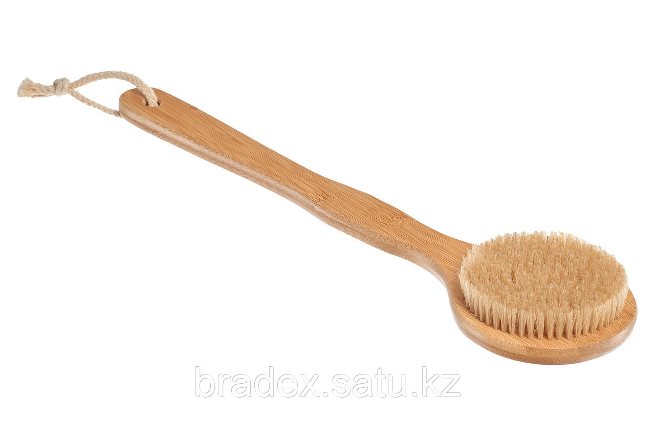Щётка для сухого массажа из бамбука с щетиной кабана с ручкой 39 см - фото 4 - id-p98649085