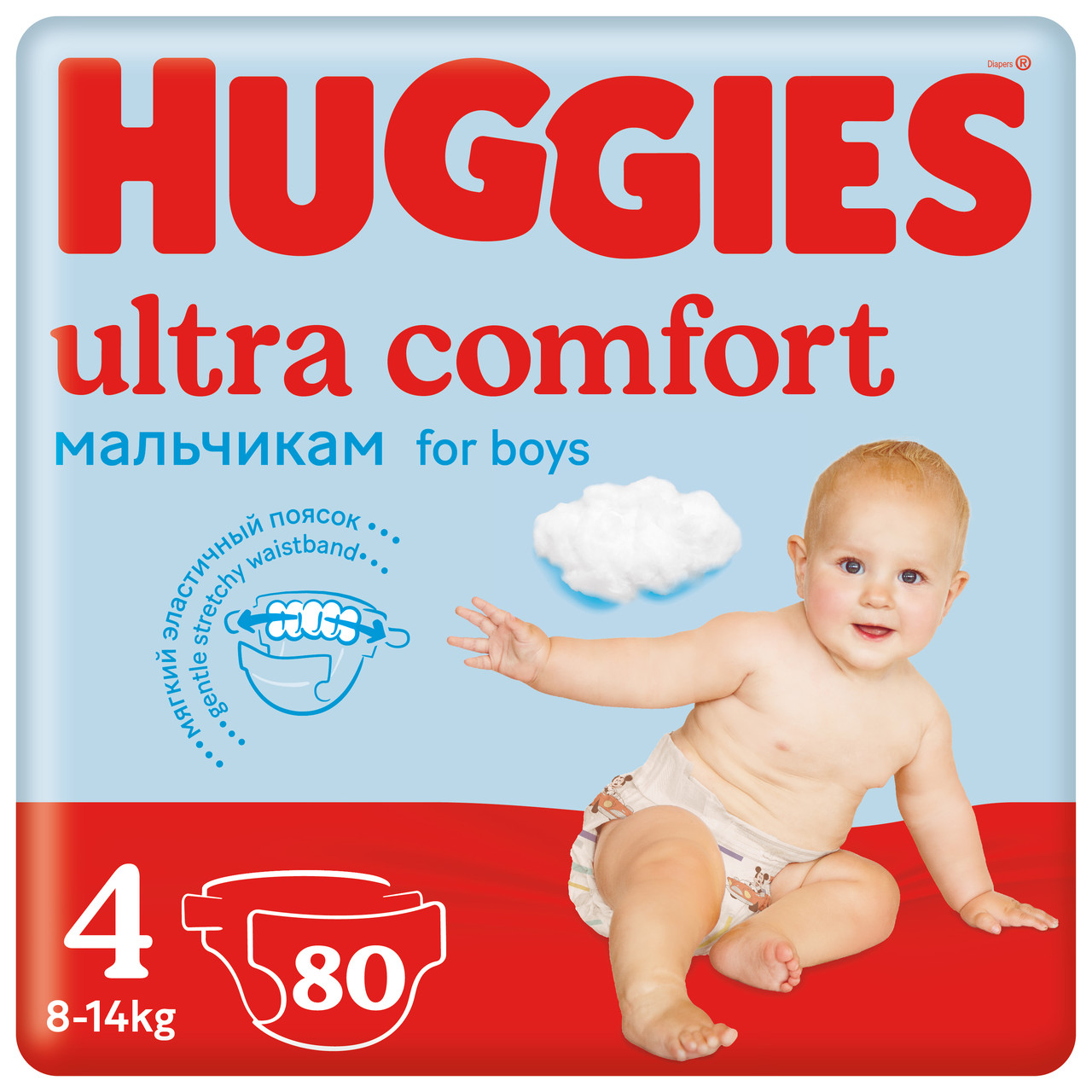 Подгузники Huggies Ultra Comfort Размер 4 Упаковка GIGA для мальчиков 80шт