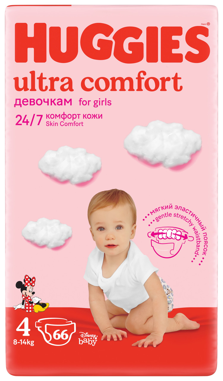 Подгузники Huggies Ultra Comfort Размер 4 Упаковка MEGA для девочек 66шт