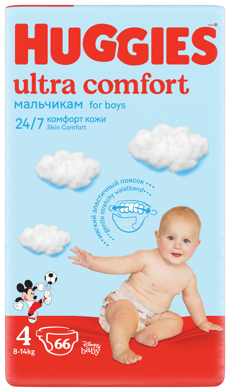 Подгузники Huggies Ultra Comfort Размер 4 Упаковка MEGA для мальчиков 66шт