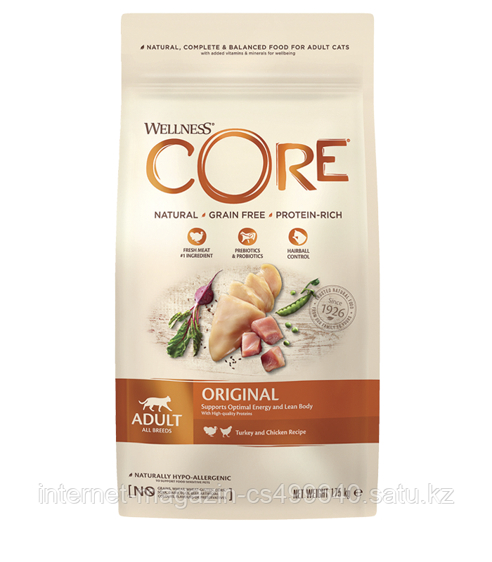Сухой беззерновой корм для кошек Wellness Core Original индейка с курицей