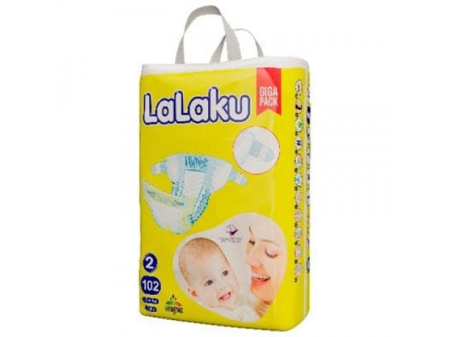 Подгузники детские Lalaku Mini Размер 2 Упаковка Giga Pack (вес 3-6 кг) 102 шт