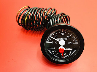 Термоманометр диаметр 52мм, диапазон 0-120 С, 0-6 Бар, капилляр -1500мм, чуств. элемент - ф6,5*25мм (030646)