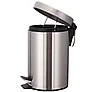 Металлическая урна с педалью 5 литров (хром) ведро для мусора контейнер серебристый, фото 6