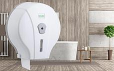 Диспенсер антивандальный для туалетной бумаги Джамбо Vialli пластиковый белый, фото 3