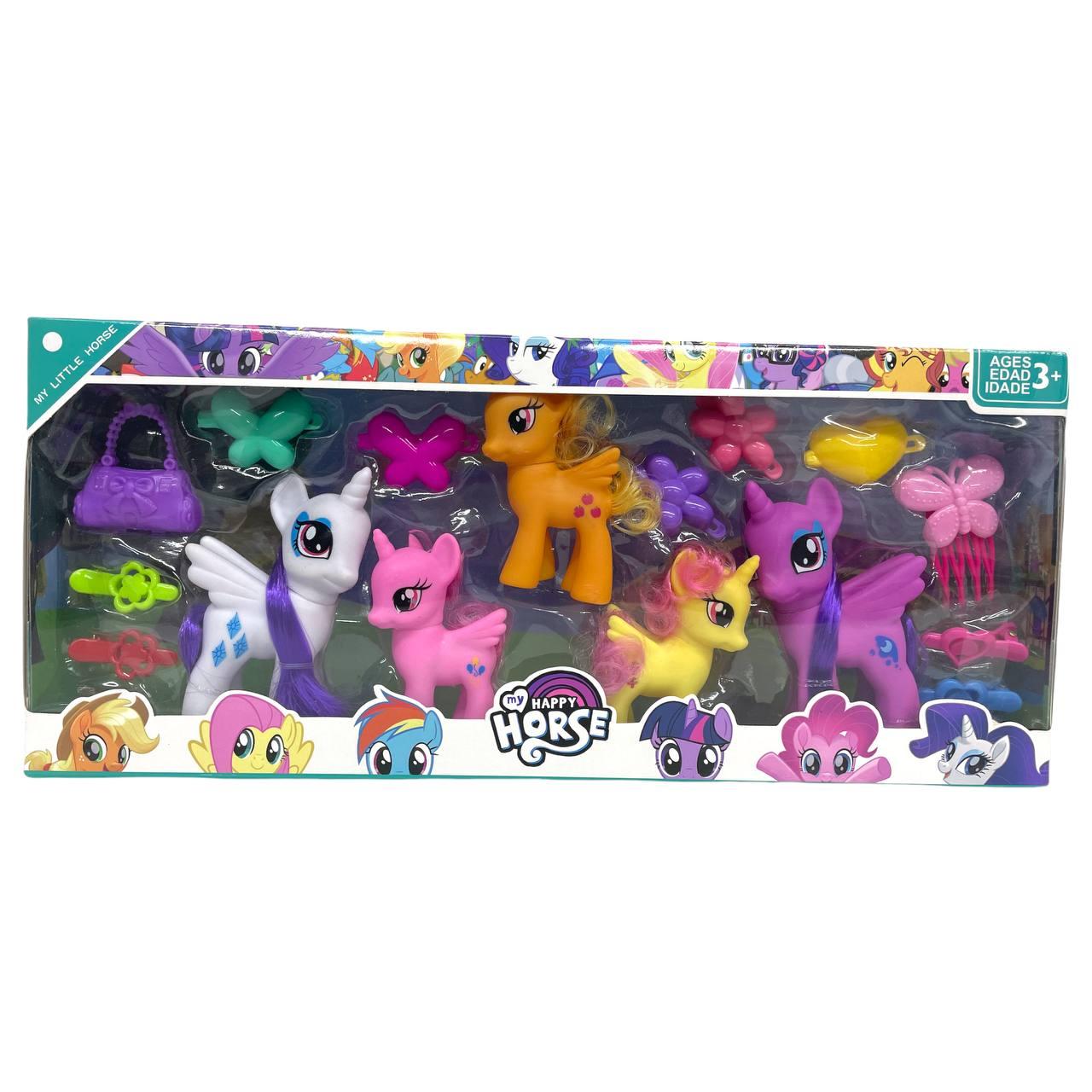 DW2019 My happy horse Пони единорог 5шт с аксесс. 35*15см
