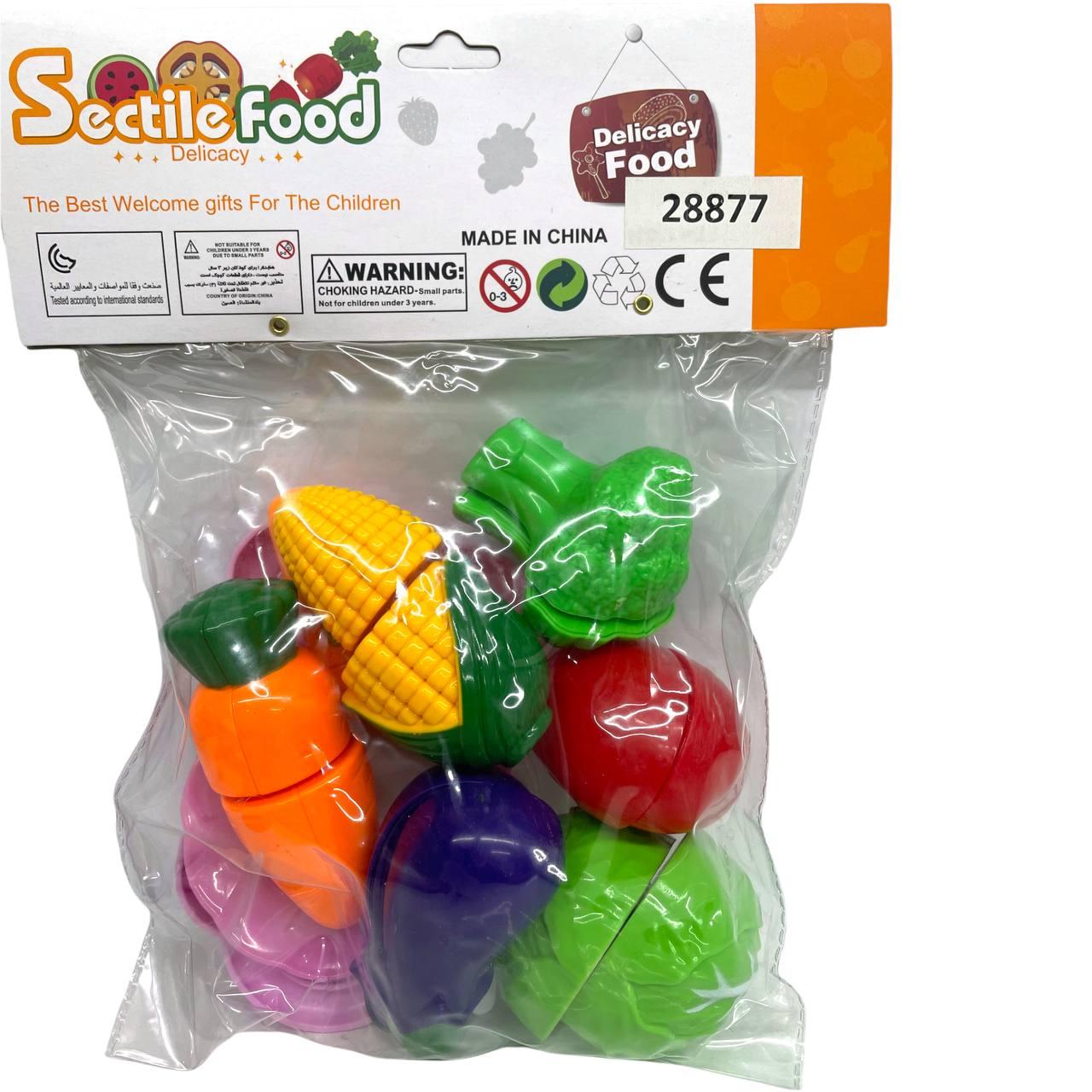 28877 Sectile food овощи можно резать с доской,нож,тарелка в пакете 26*19см