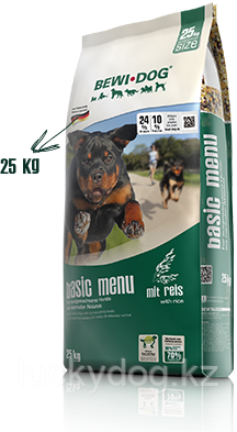 Bewi Dog Basiс Menue 25кг (крокеты и хлопья) корм для взрослых собак с нормальным уровнем активности