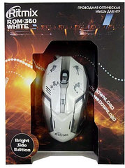 Мышь Ritmix ROM-360, Белый Mouse optical, 5+1 buttons, USB