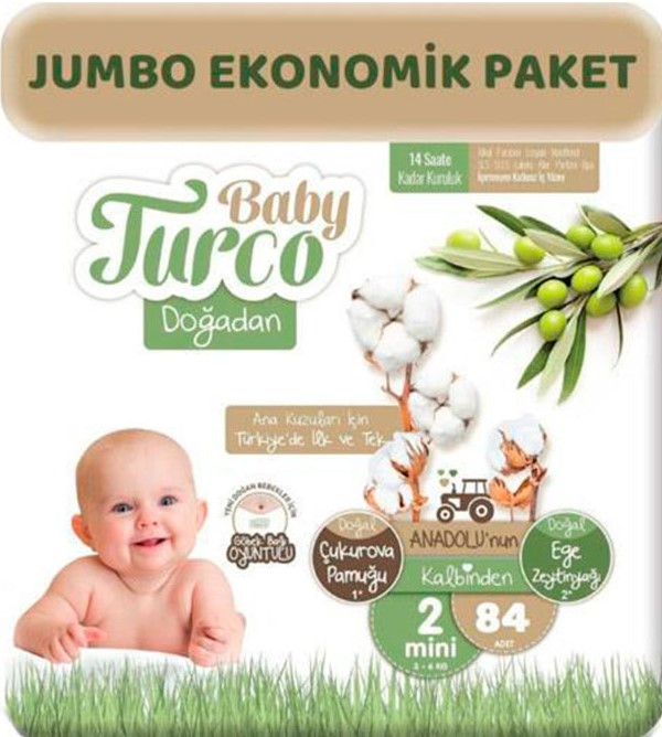 ПОДГУЗНИКИ BABY TURCO JUMBO №2 MINI ЖӨРГЕКТЕРІ, 3-6 КГ