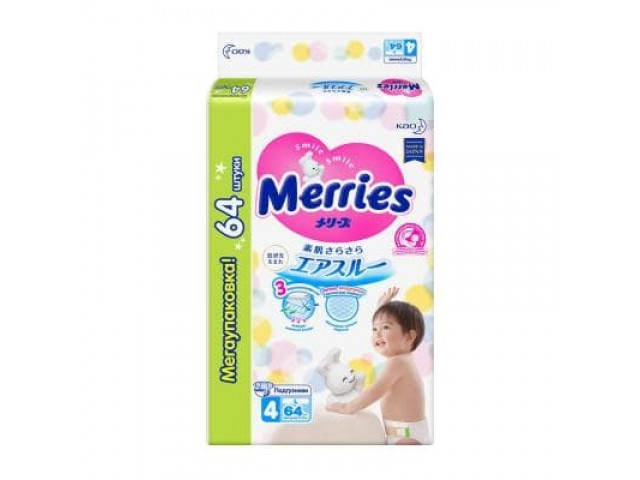 Подгузники детские Merries Размер L 64шт