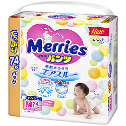 Подгузники-трусики детские Merries Размер M 74шт