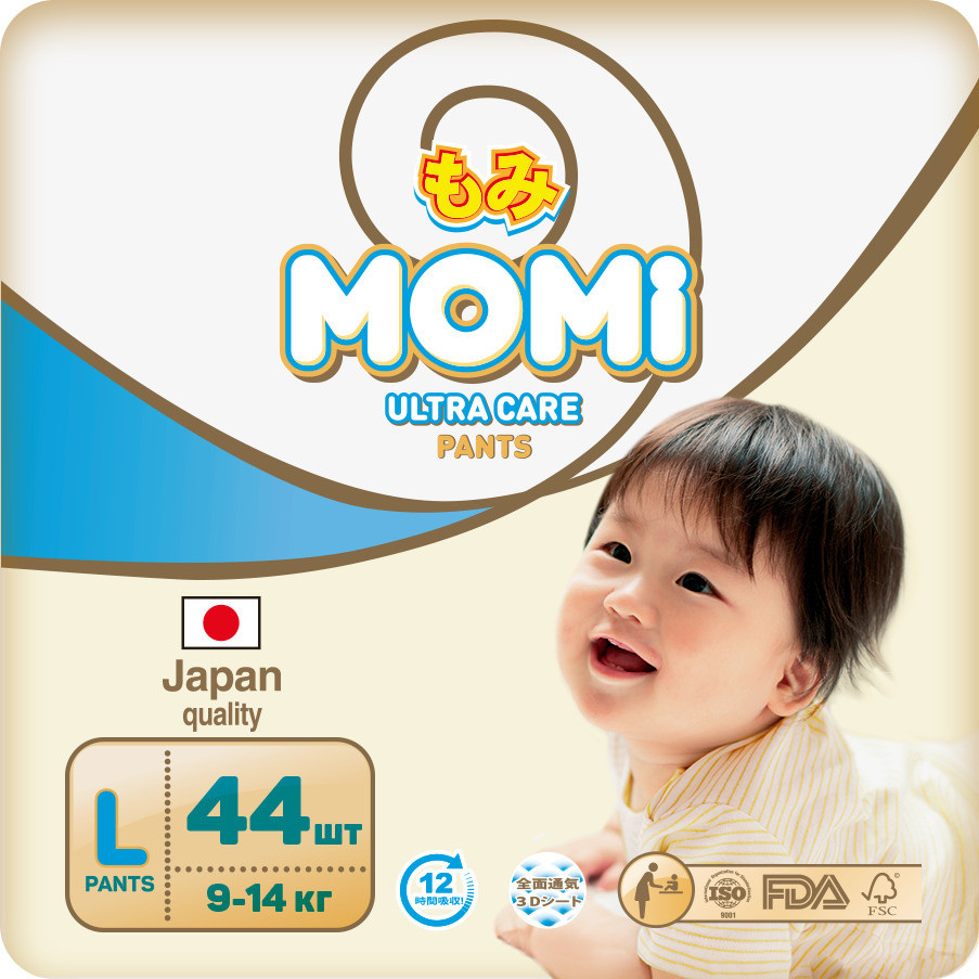 Подгузники детские MOMI Ultra Care Размер L (44 шт)