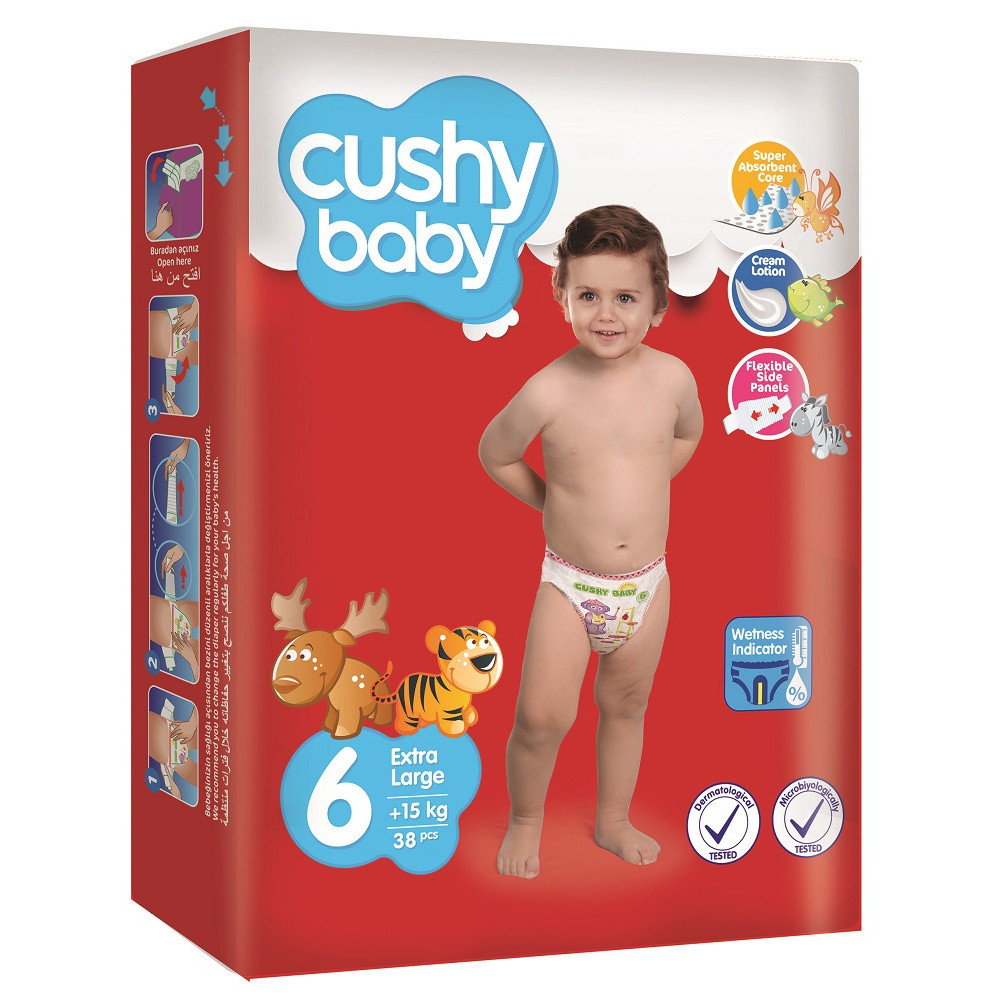 Подгузники Cushy baby 6 Extra Large 15+ кг (38 шт)