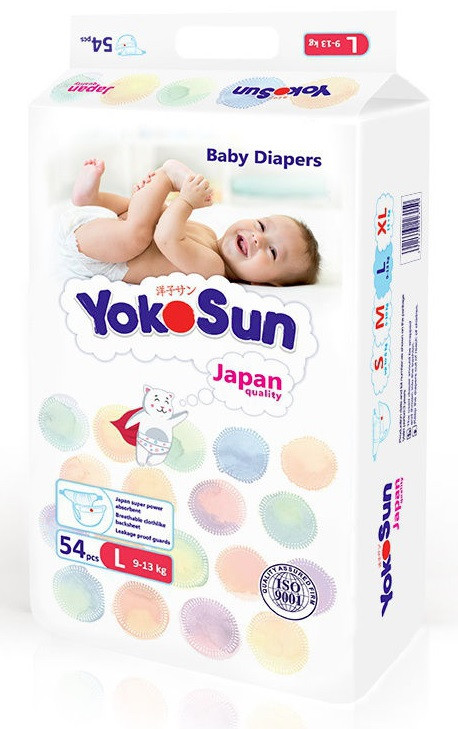 Подгузники детские YokoSun Comfort Размер L (вес 9-13 кг) 54шт