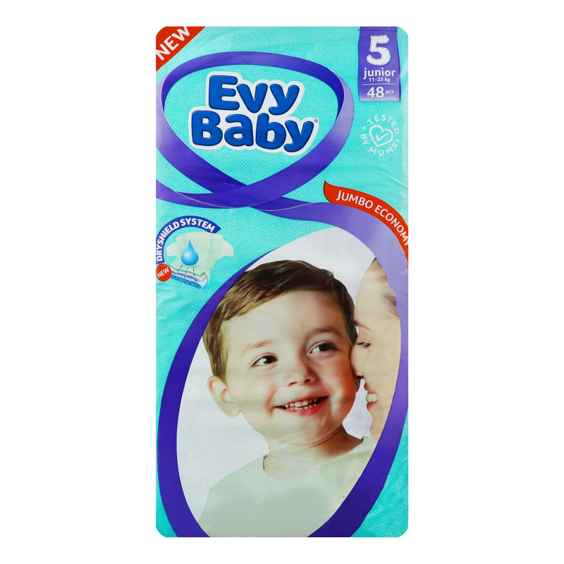 Подгузники Evy Baby JUNIOR JUMBO Размер 5 (11-25кг.) 48шт.