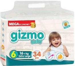 Подгузники детские Gizmo Baby 6 Extra Large 16+ кг (34 шт)