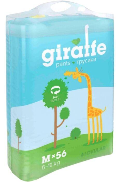 Подгузники-трусики детские LOVULAR GIRAFFE Размер М (вес 6-10 кг) 56 шт