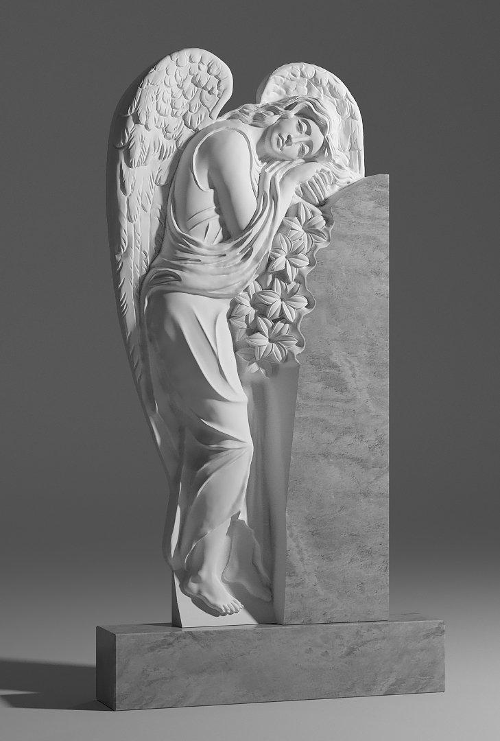 Памятник из мрамора Ангел стоя с цветами - фото 1 - id-p98684583