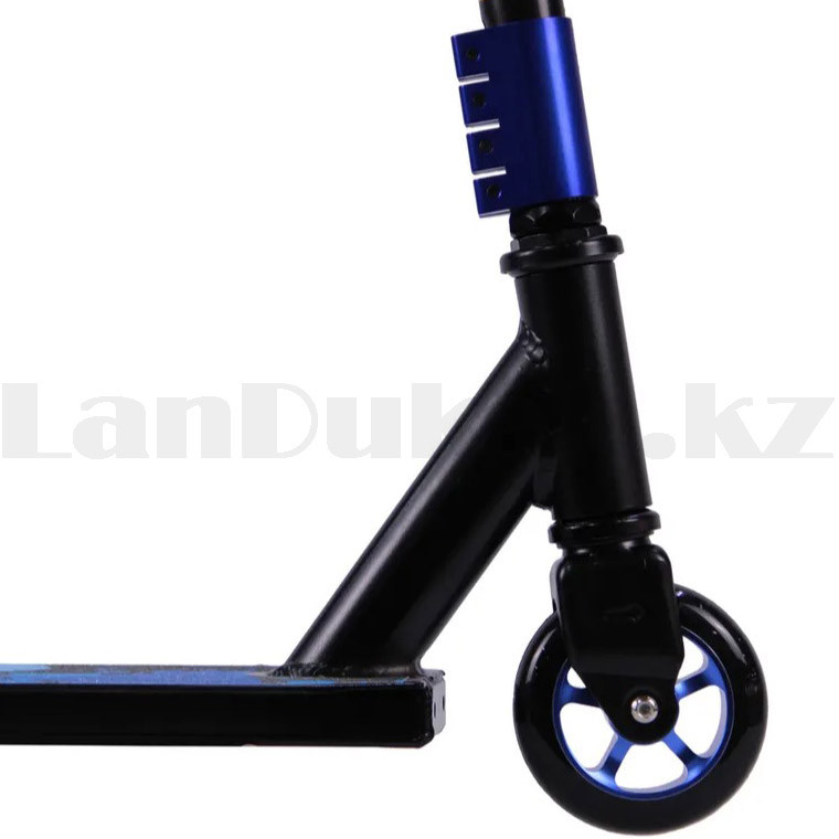 Трюковой самокат усиленный с металлическим хомутом и тормозом Suncolor scooter (диаметр колеса 120 мм) синий - фото 3 - id-p65475834