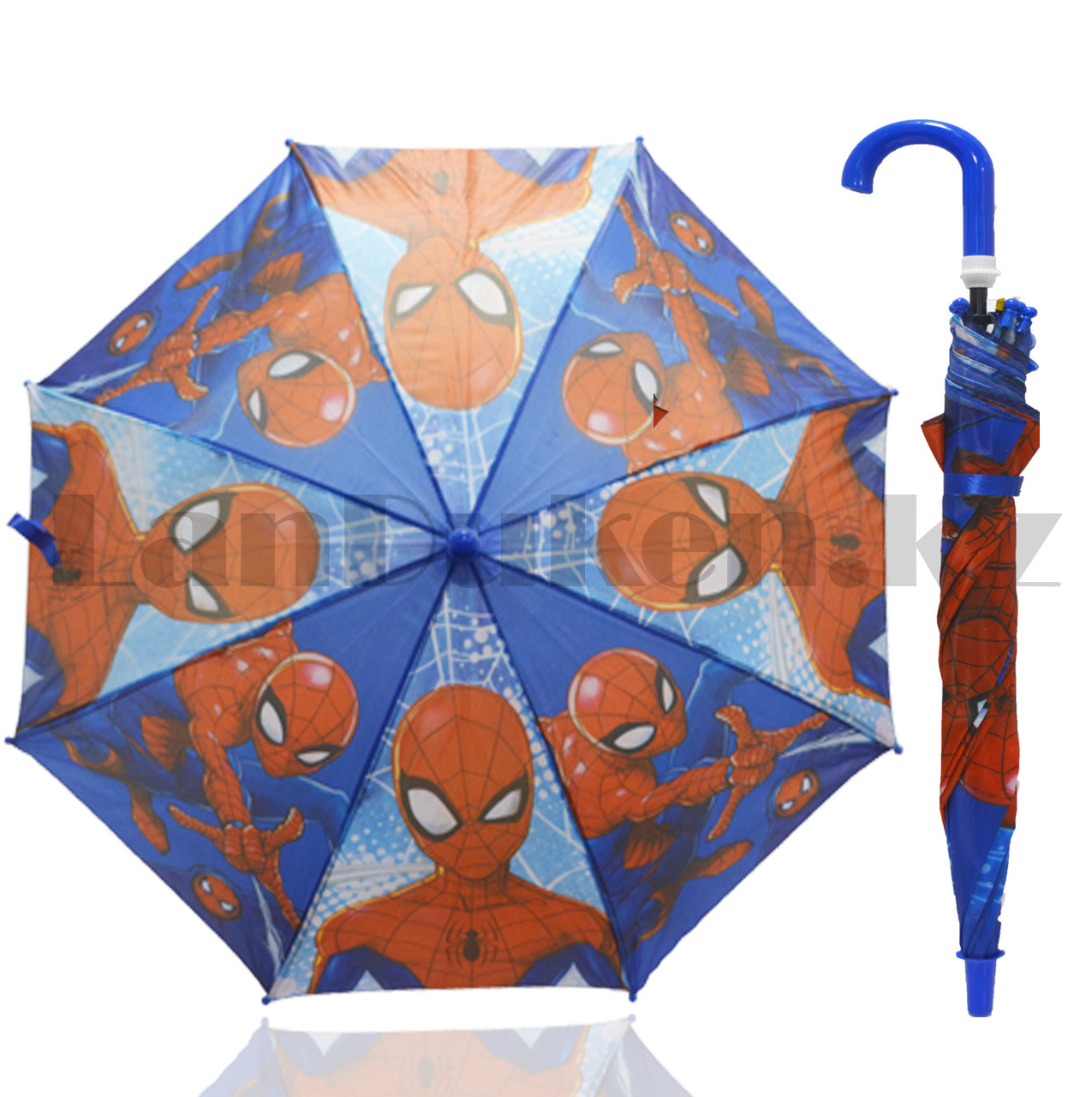 Зонт детский Человек паук трость 68 сантиметров синий 01 - фото 1 - id-p98702692