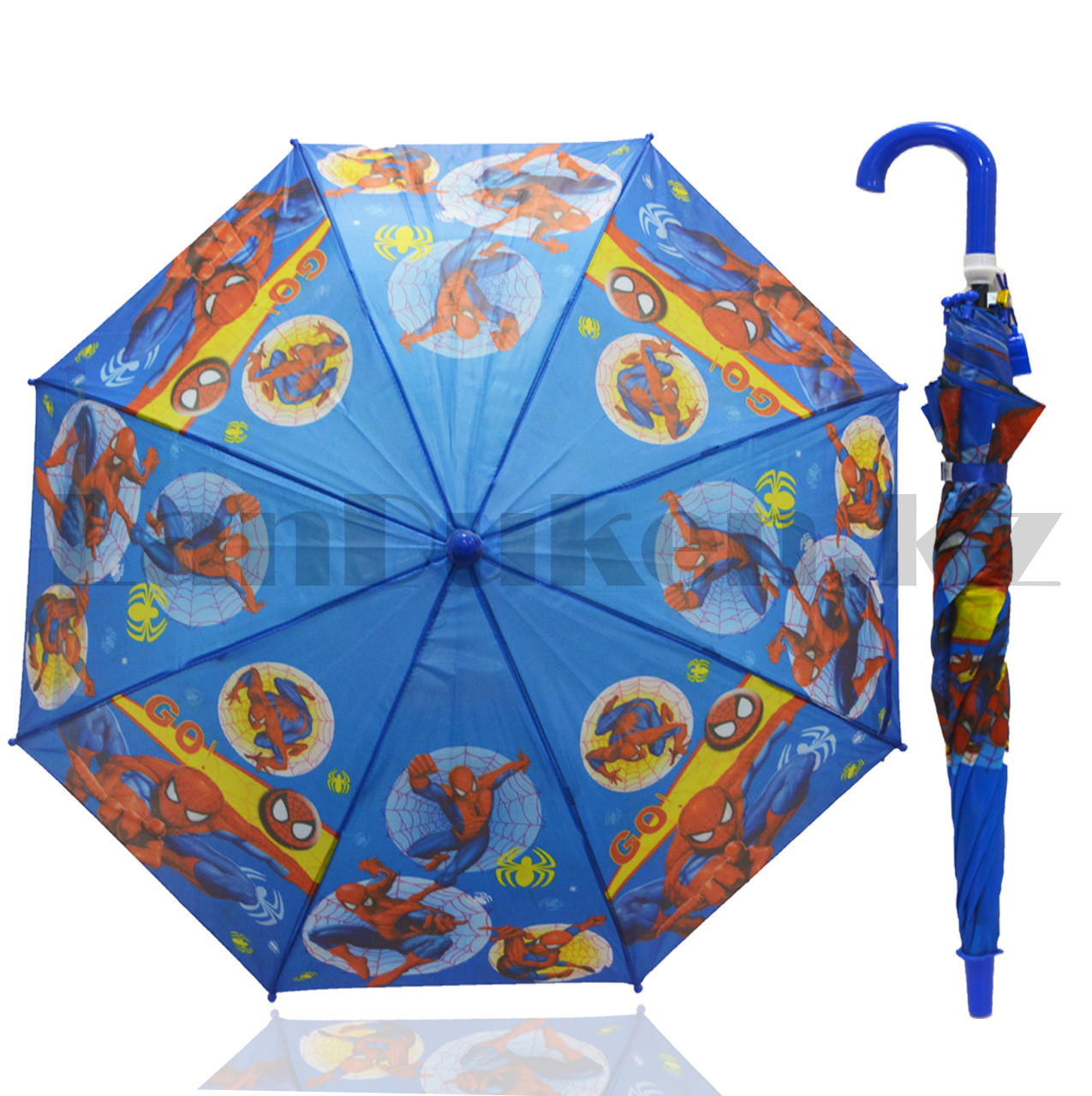 Зонт детский Человек паук трость 68 сантиметров синий 02 - фото 1 - id-p98702878